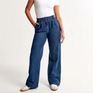 Abercrombie & Fitch Indigo Wide Leg Denim Trousers